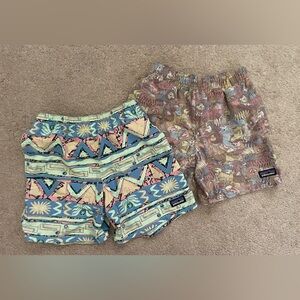 Two Pairs of Patagonia Kids Baggies (7-8)